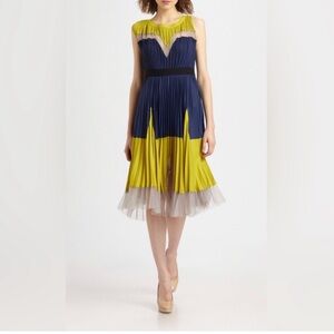 BCBG colorblock pleated dress